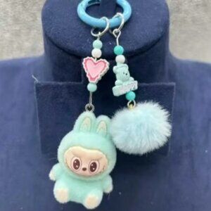Labubu Mint Green Plush Bunny Keychain Bag Charm Pom Pom Backpack Clip